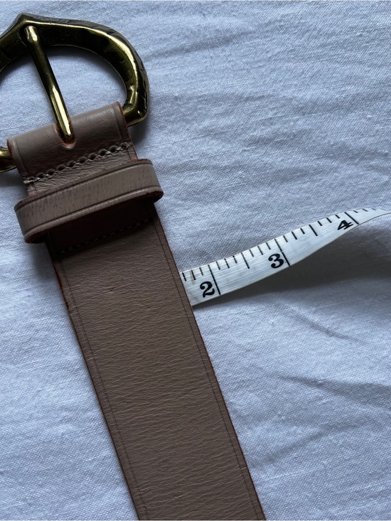 Anthropologie Beige Belt with Sculpted Gold-Tone Buckle main image 7